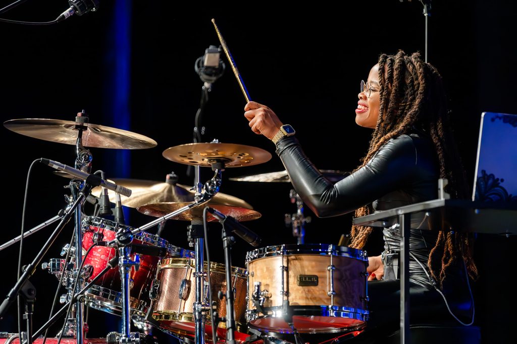 Drumfest at PASIC featuring The Pocket Queen on stage