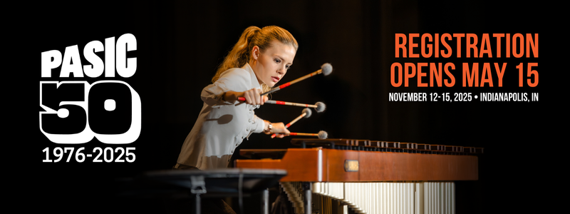 Female percussionist Adélaïde Ferrière performs at a past PASIC