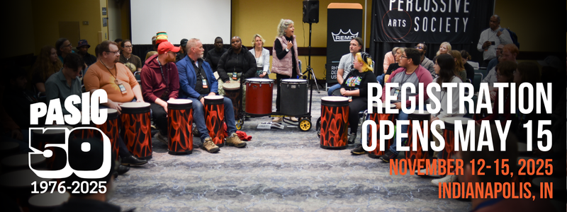 Drum circle workshop taught by a woman at a past PASIC percussion conference