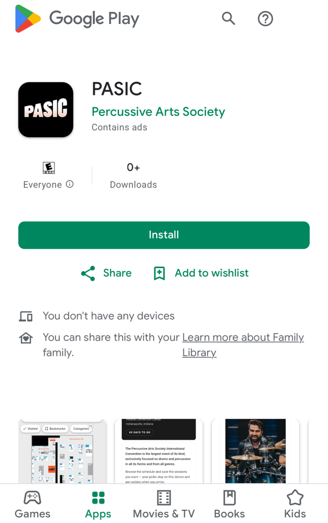 Screengrab of the PASIC app in the Google Play store