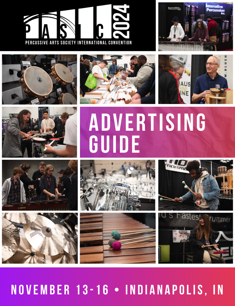 Cover image of PASIC on-site advertising guide featuring images of past PASIC expo halls.