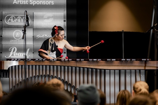 Kana Omori's clinic at PASIC50, woman playing marimba