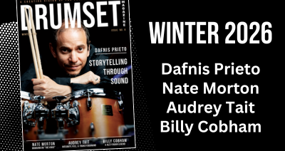 DRUMSET Magazine cover image for Winter 2026 issue Dafnis Prieto