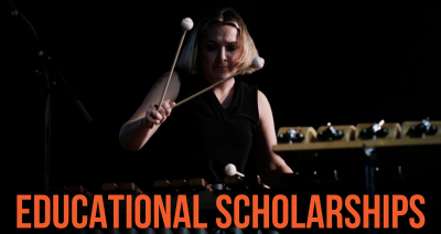 Educational Scholarships graphic woman playing percussion
